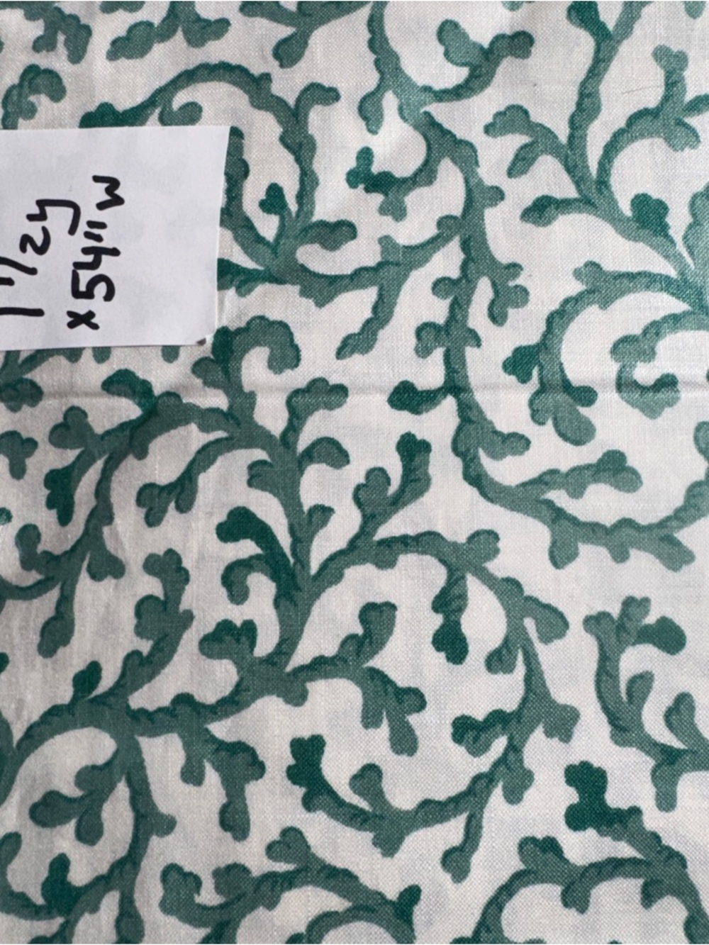 1 1/2 yards Waverly Green Scroll Floral Print decorator Fabric #123 - Picture 4 of 5